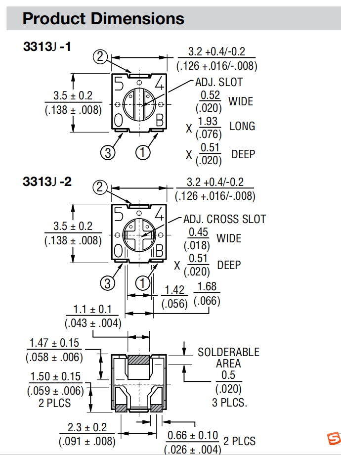 3313J电位器尺寸图